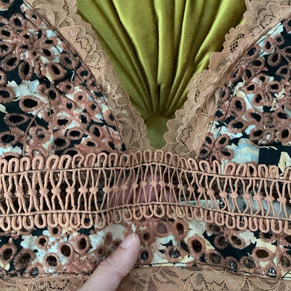 Free People Intimately Lace Bralette Floral Pink Brown Boho Hippie - Picture 3 of 7